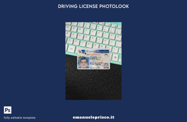 modello FRONTALE photolook per patente di guida USA Maryland in stile verificato